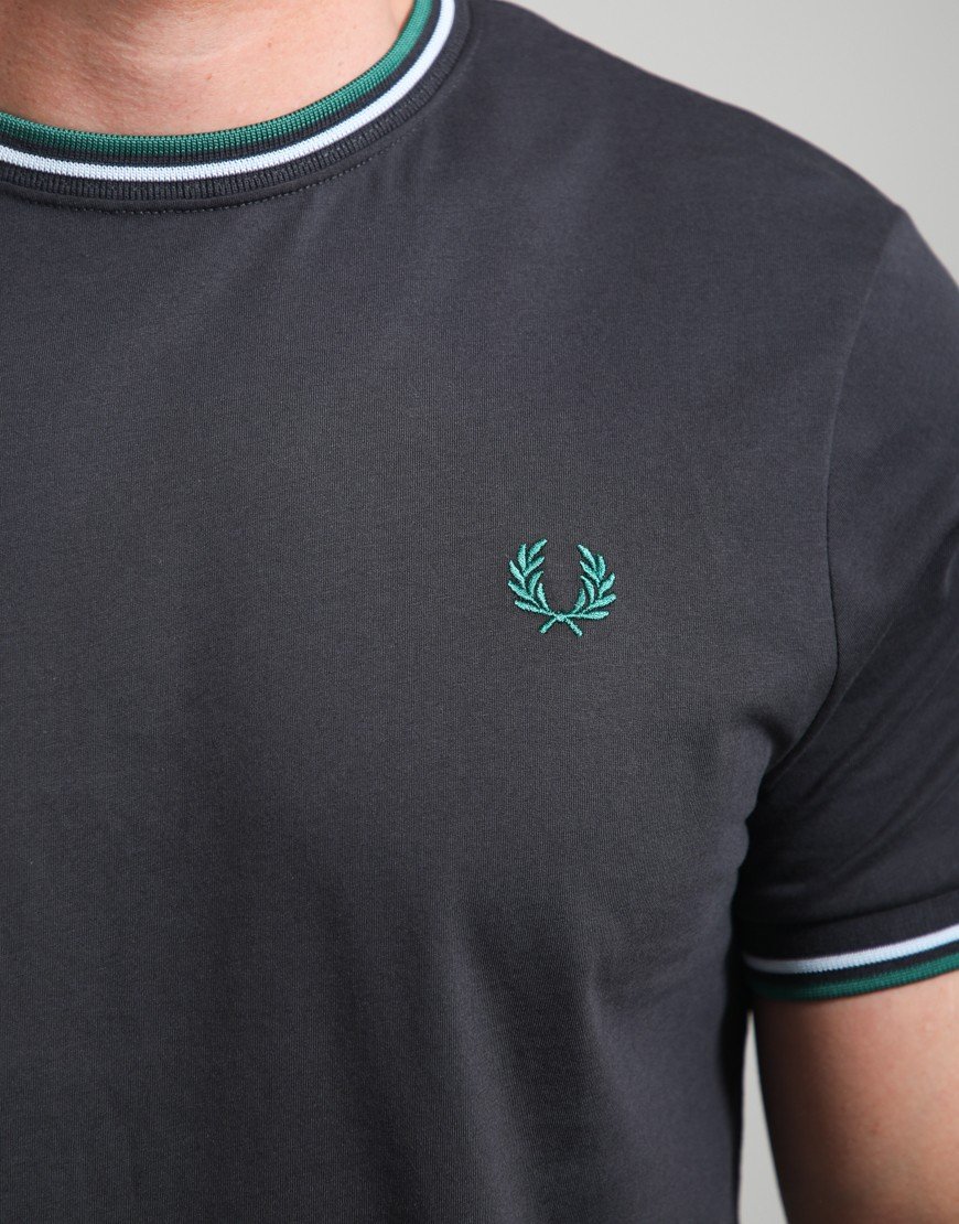 Fred Perry Twin Tipped T-Shirt Anchor Grey/Light Ice/Sport Green