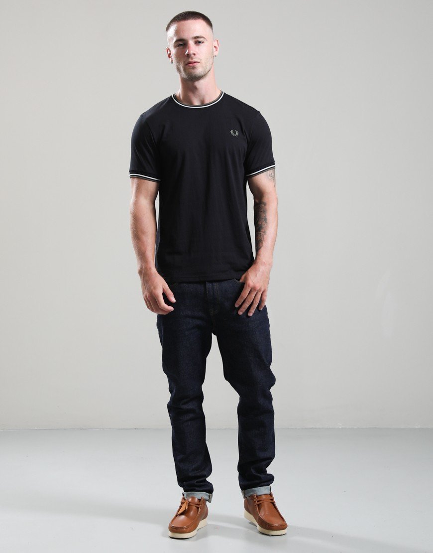 Fred Perry Twin Tipped T-Shirt Black/Ecru/Laurel Wreath Green