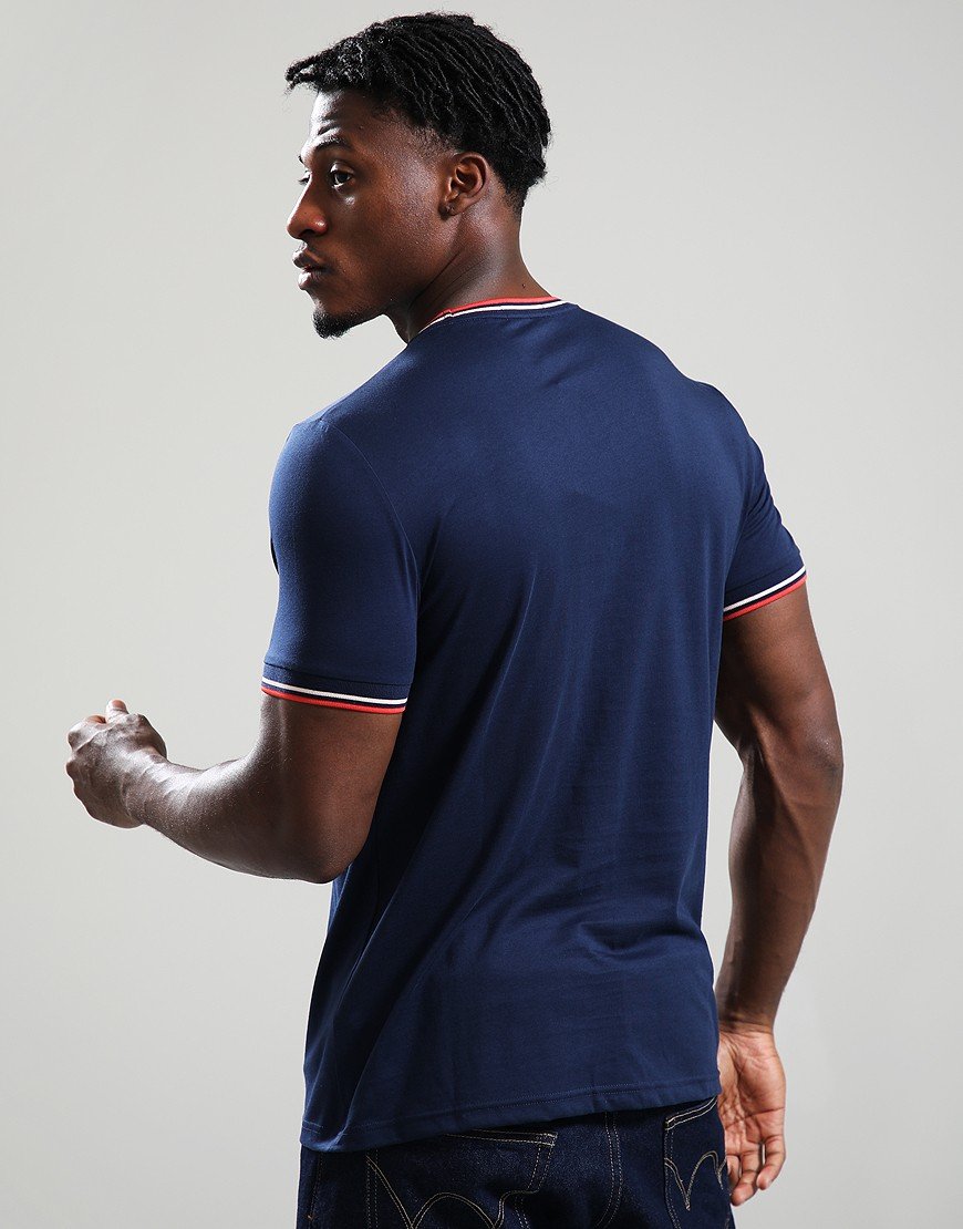 Fred Perry Twin Tipped T-Shirt Blue/Peach/Flamingo