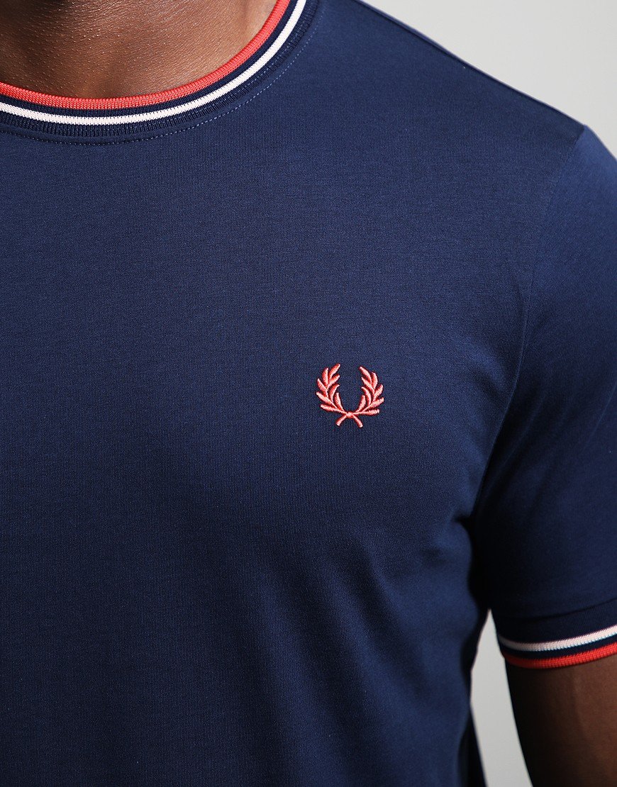 Fred Perry Twin Tipped T-Shirt Blue/Peach/Flamingo