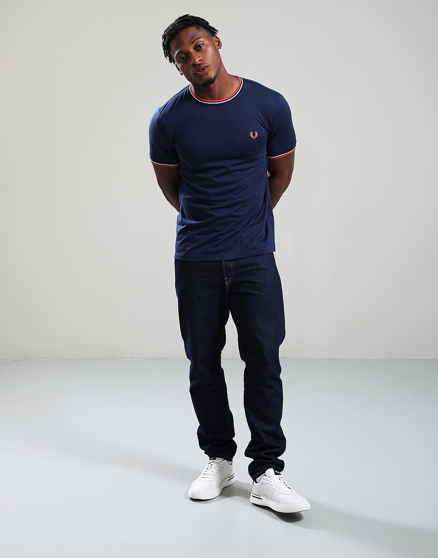 Fred Perry Twin Tipped T-Shirt Blue/Peach/Flamingo