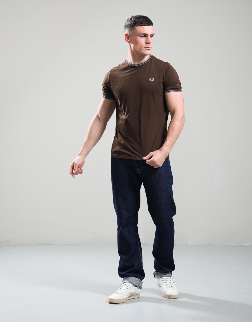 Fred Perry Twin Tipped T-Shirt Burnt Tobacco/Stockport Blue