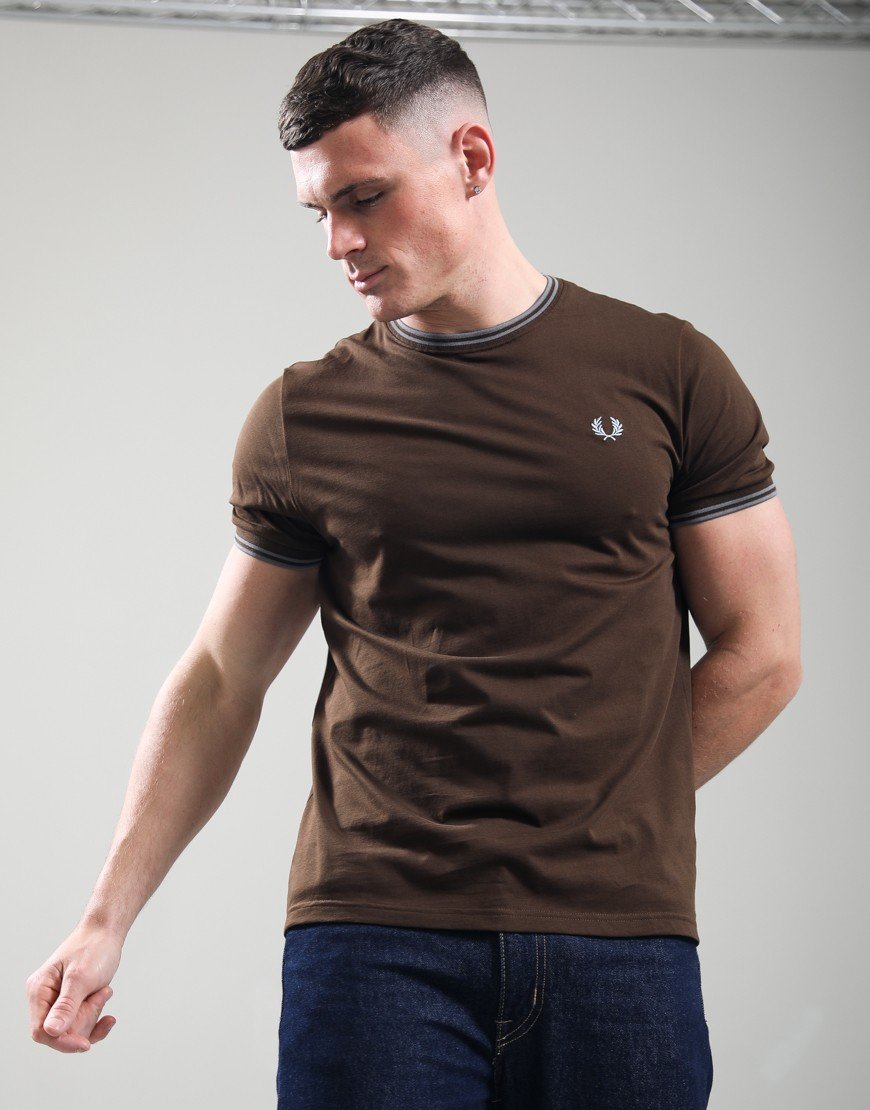 Fred Perry Twin Tipped T-Shirt Burnt Tobacco/Stockport Blue