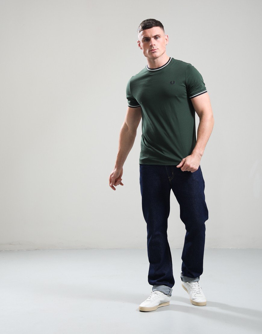 Fred Perry Twin Tipped T-Shirt Court Green/Snow White/Navy
