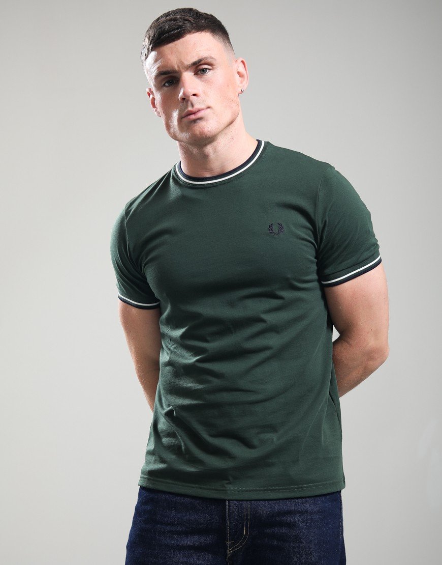 Fred Perry Twin Tipped T-Shirt Court Green/Snow White/Navy