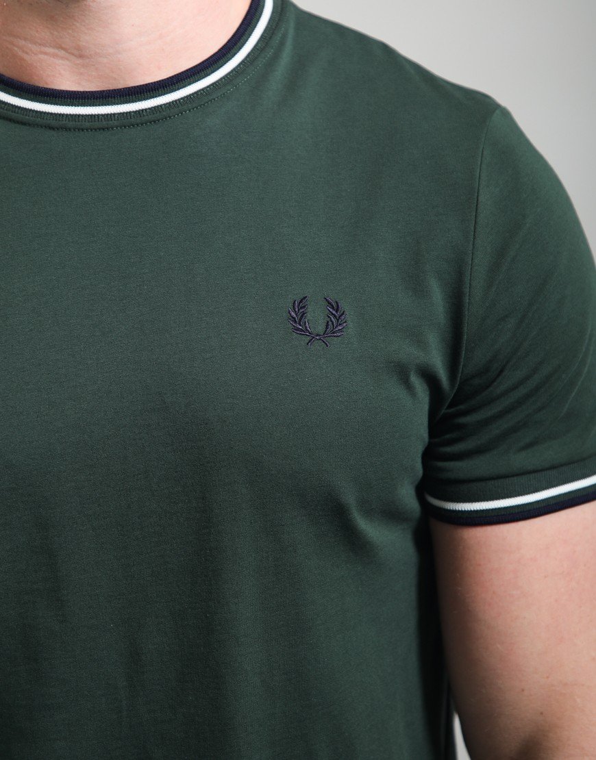 Fred Perry Twin Tipped T-Shirt Court Green/Snow White/Navy
