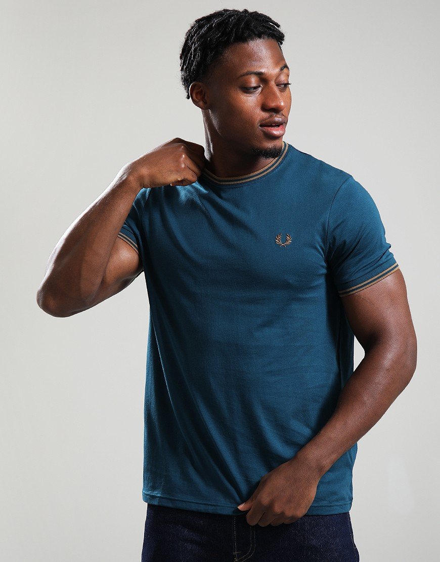 Fred Perry Twin Tipped T-Shirt Dark Petrol/Stone