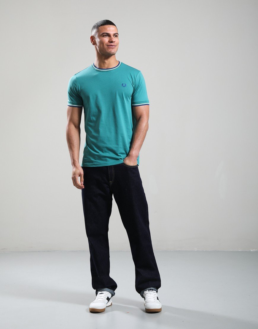 Fred Perry Twin Tipped T-Shirt Deep Mint/Snow White/Sohec