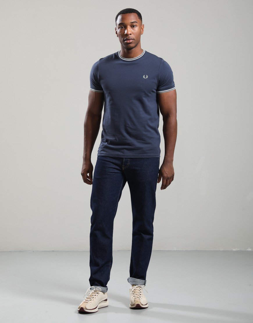Fred Perry Twin Tipped T-Shirt Dark Airforce/Ecru/Seagrass