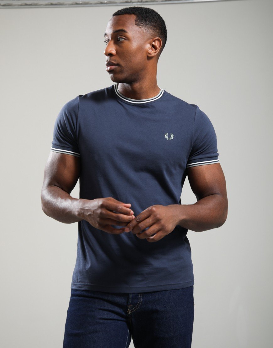 Fred Perry Twin Tipped T-Shirt Dark Airforce/Ecru/Seagrass