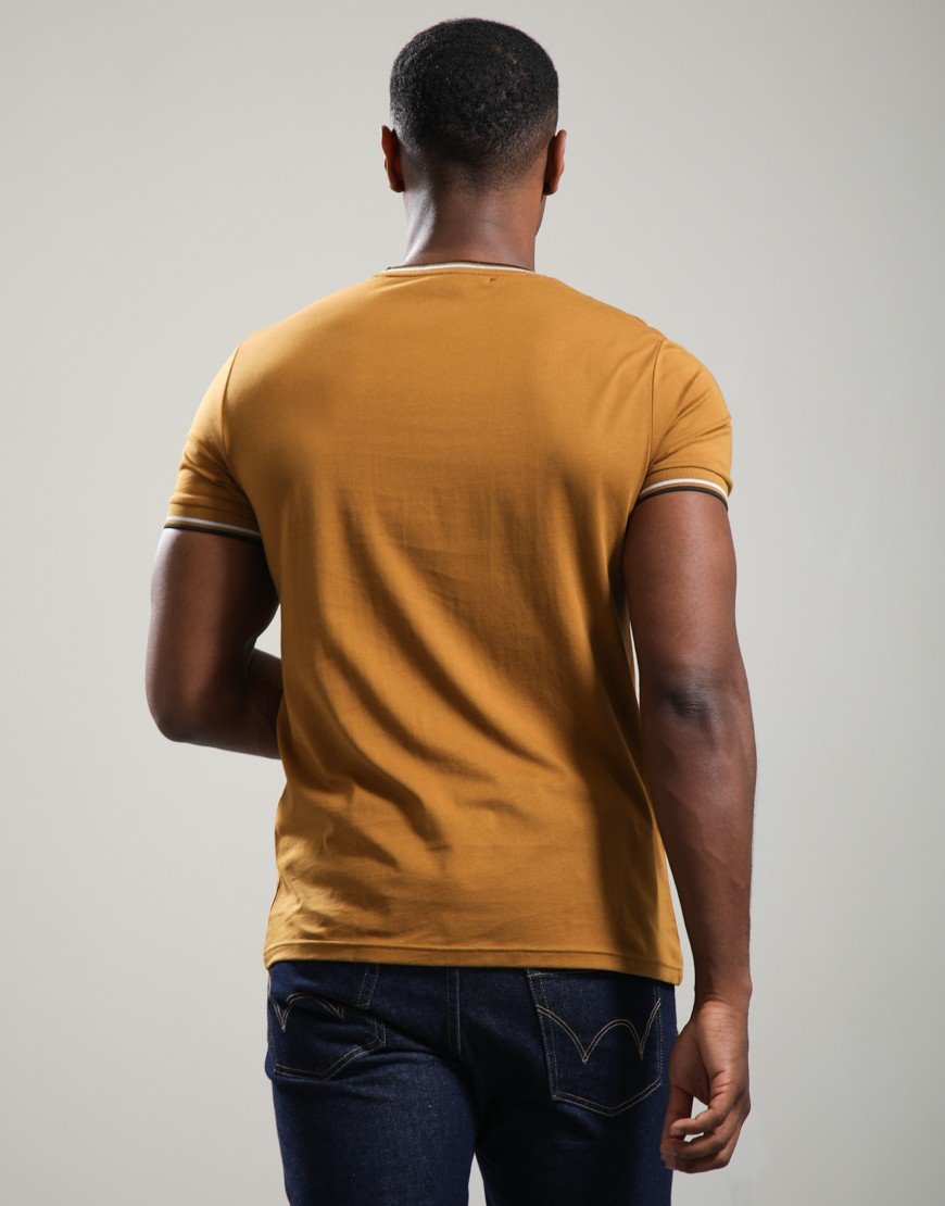 Fred Perry Twin Tipped T-Shirt Dark Caramel/Dusky Blue/Night Green