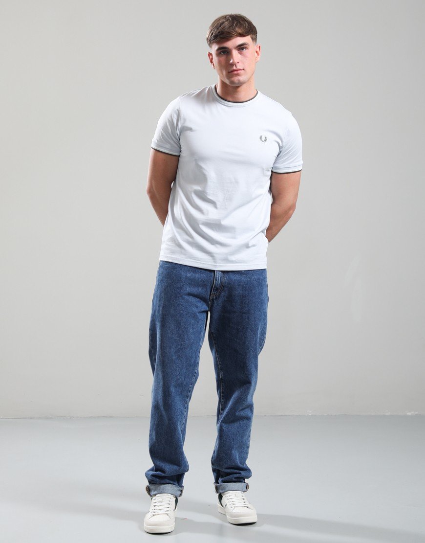 Fred Perry Twin Tipped T-Shirt Dusky Blue/Ecru/Laurel Wreath Green