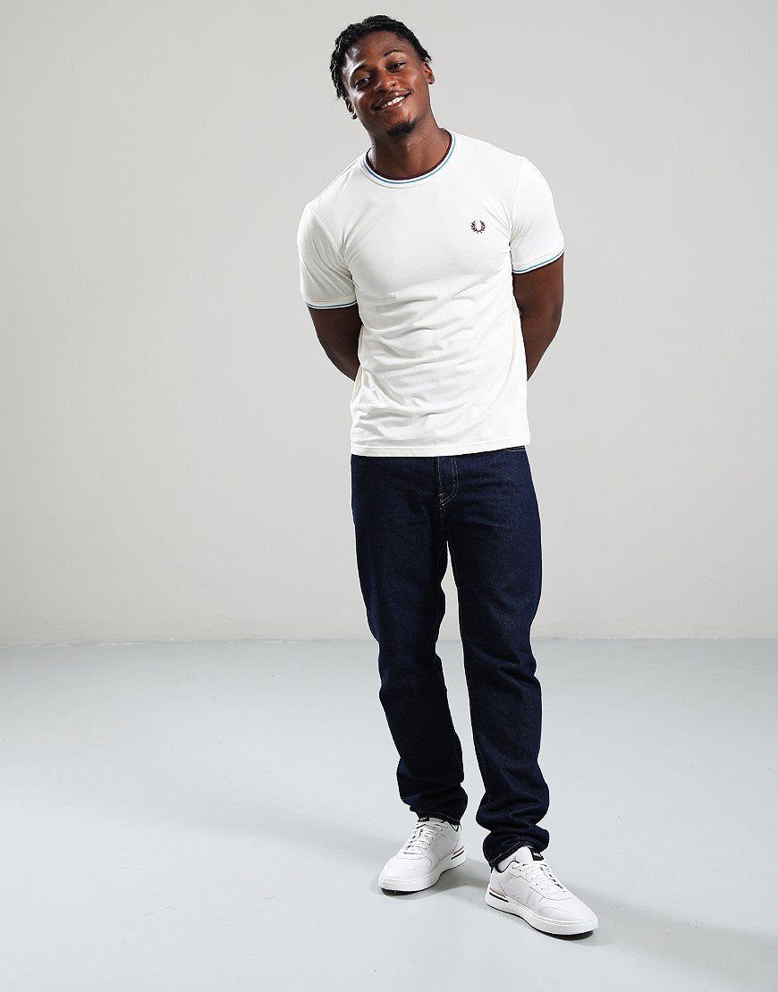 Fred Perry Twin Tipped T-Shirt Ecru/Blue/Oxblood