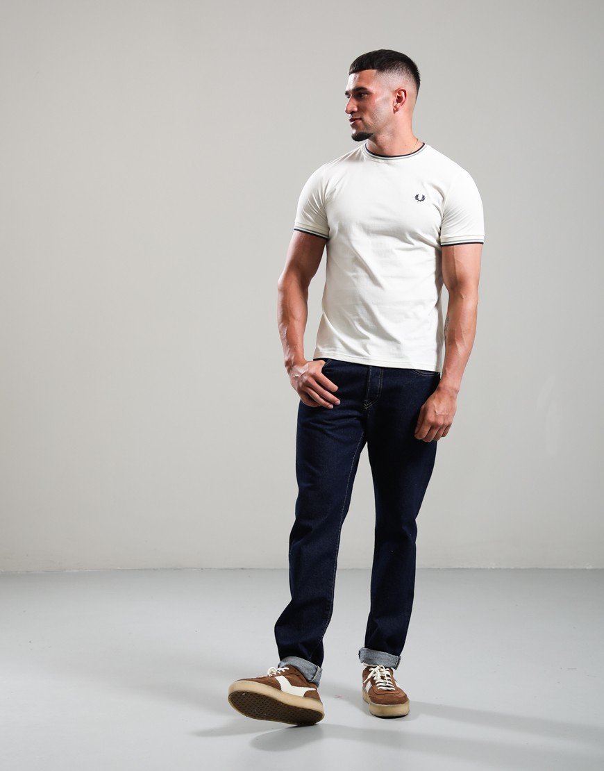 Fred Perry Twin Tipped T-Shirt Ecru/Seagrass/Dark Airforce