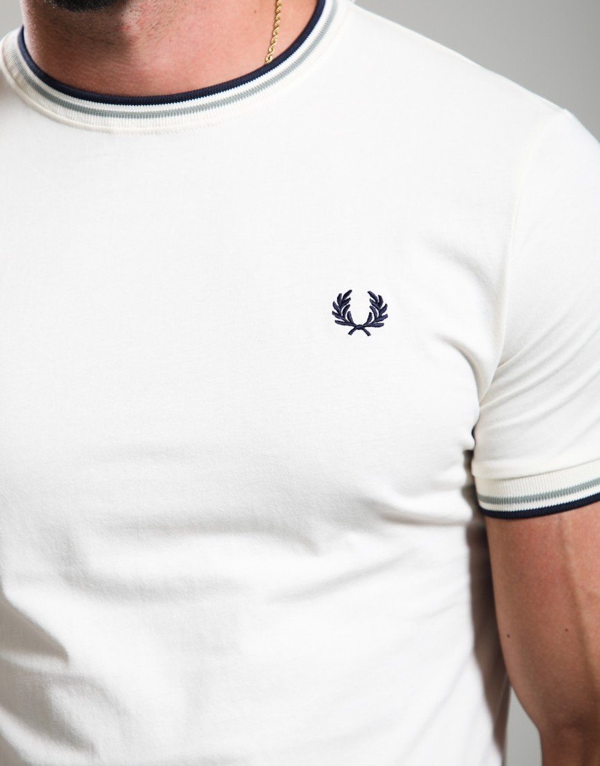 Fred Perry Twin Tipped T-Shirt Ecru/Seagrass/Dark Airforce