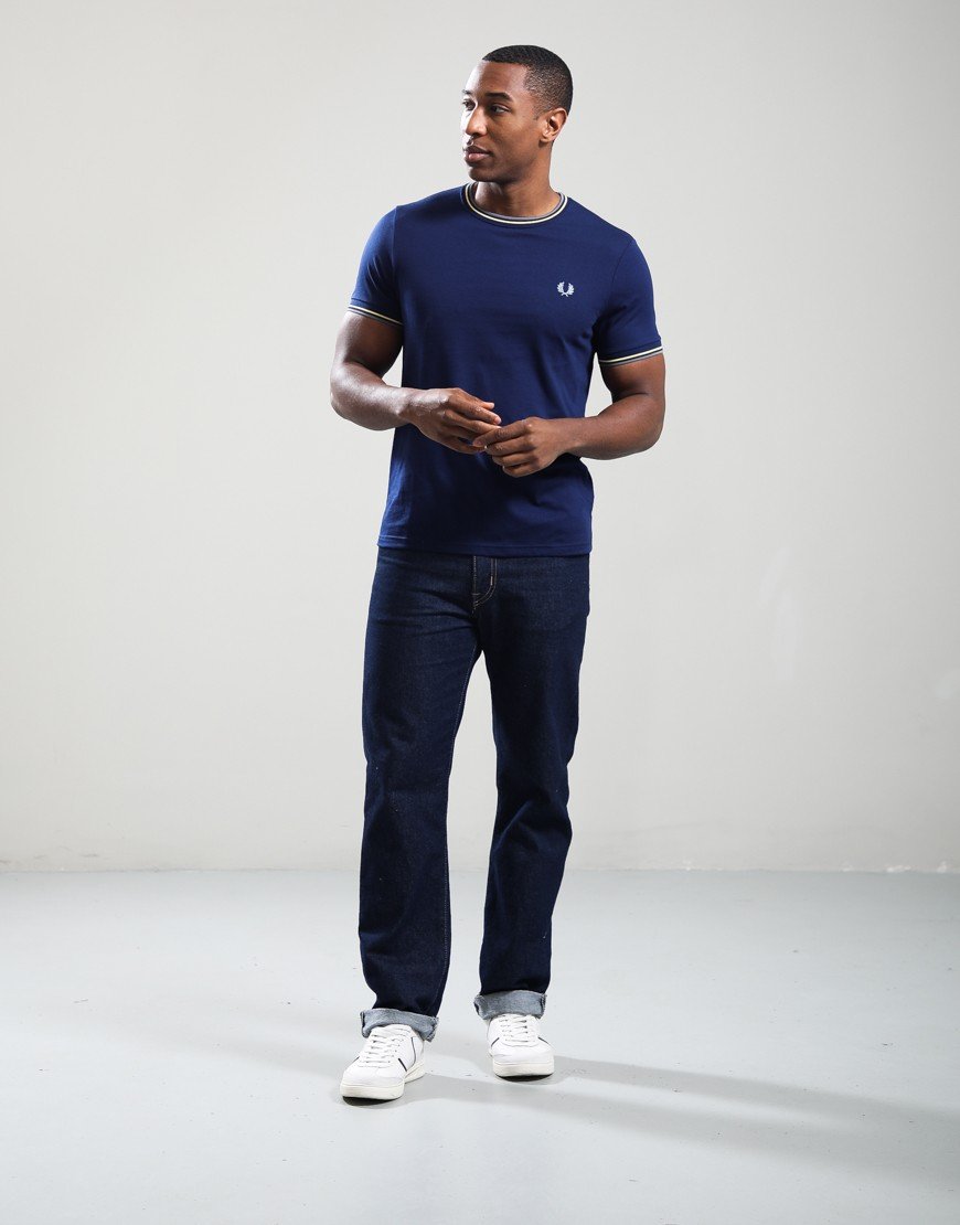 Fred Perry Twin Tipped T-Shirt French Navy/Champion Gold/Stockport Blue