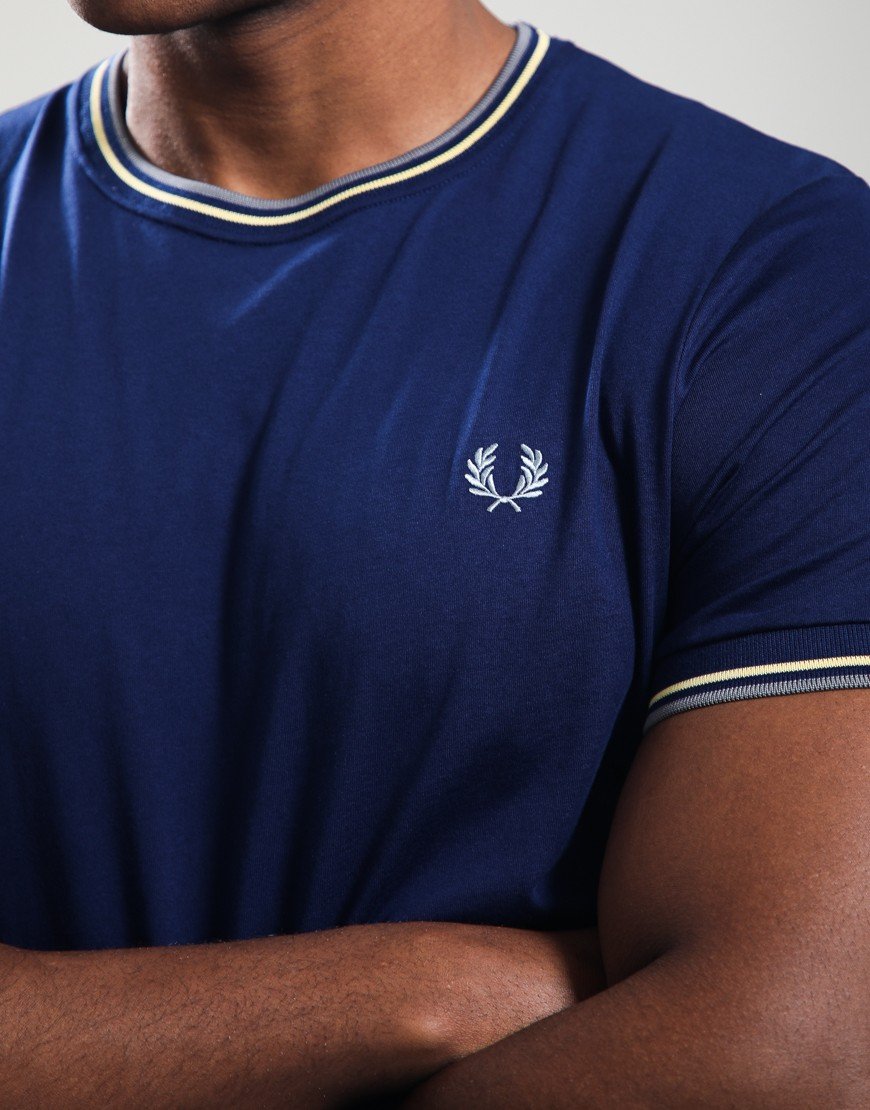Fred Perry Twin Tipped T-Shirt French Navy/Champion Gold/Stockport Blue