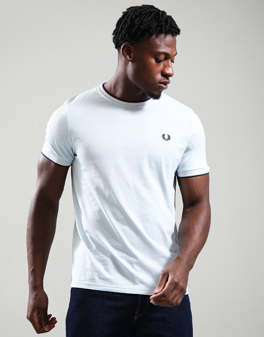 Fred Perry Twin Tipped T-Shirt Ice/Peach/Tennis Blue
