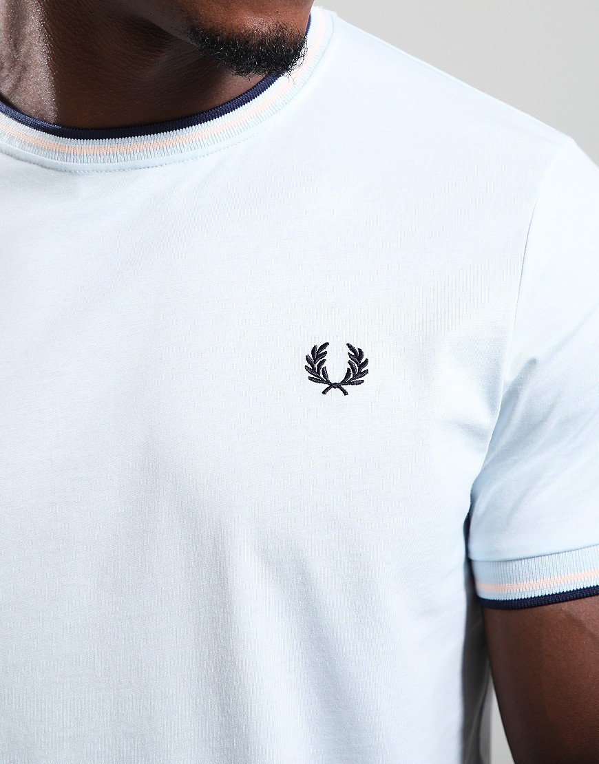 Fred Perry Twin Tipped T-Shirt Ice/Peach/Tennis Blue
