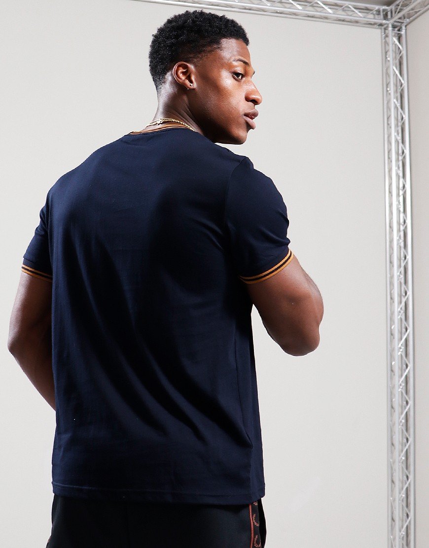 Fred Perry Twin Tipped T-Shirt Navy/Dark Caramel