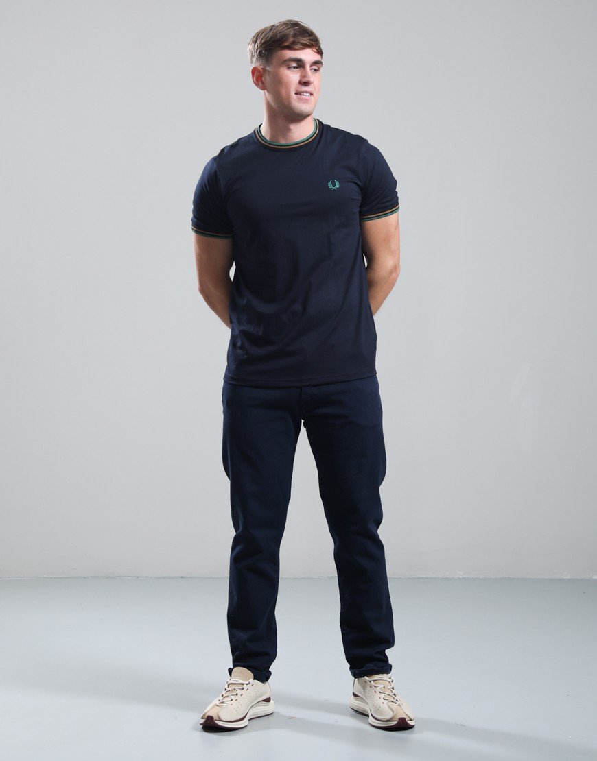 Fred Perry Twin Tipped T-Shirt Navy/Dark Caramel/Sport Green