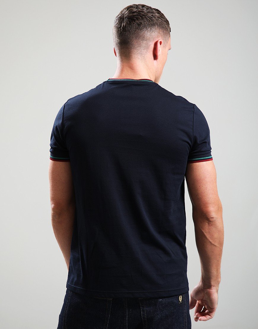 Fred Perry Twin Tipped T-Shirt Navy/Sport Green/Red