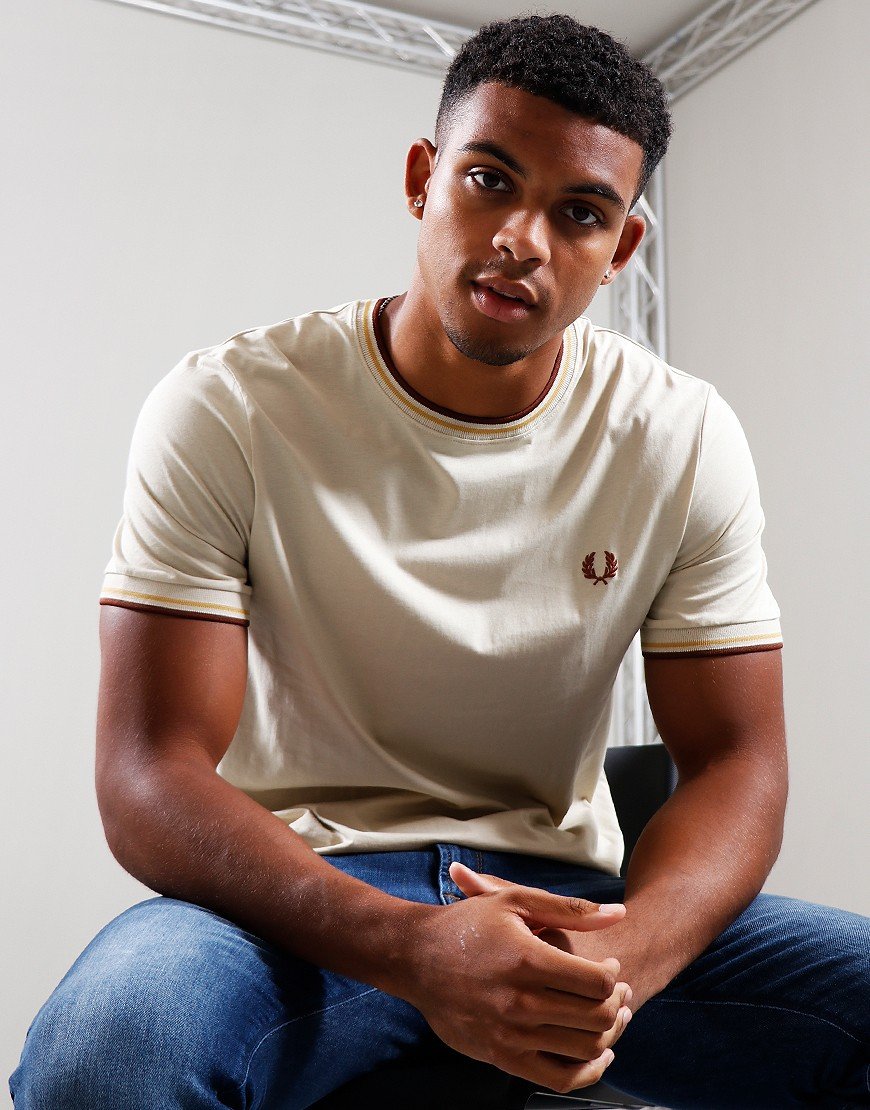 Fred Perry Twin Tipped T-Shirt Oatmeal/Honeycomb