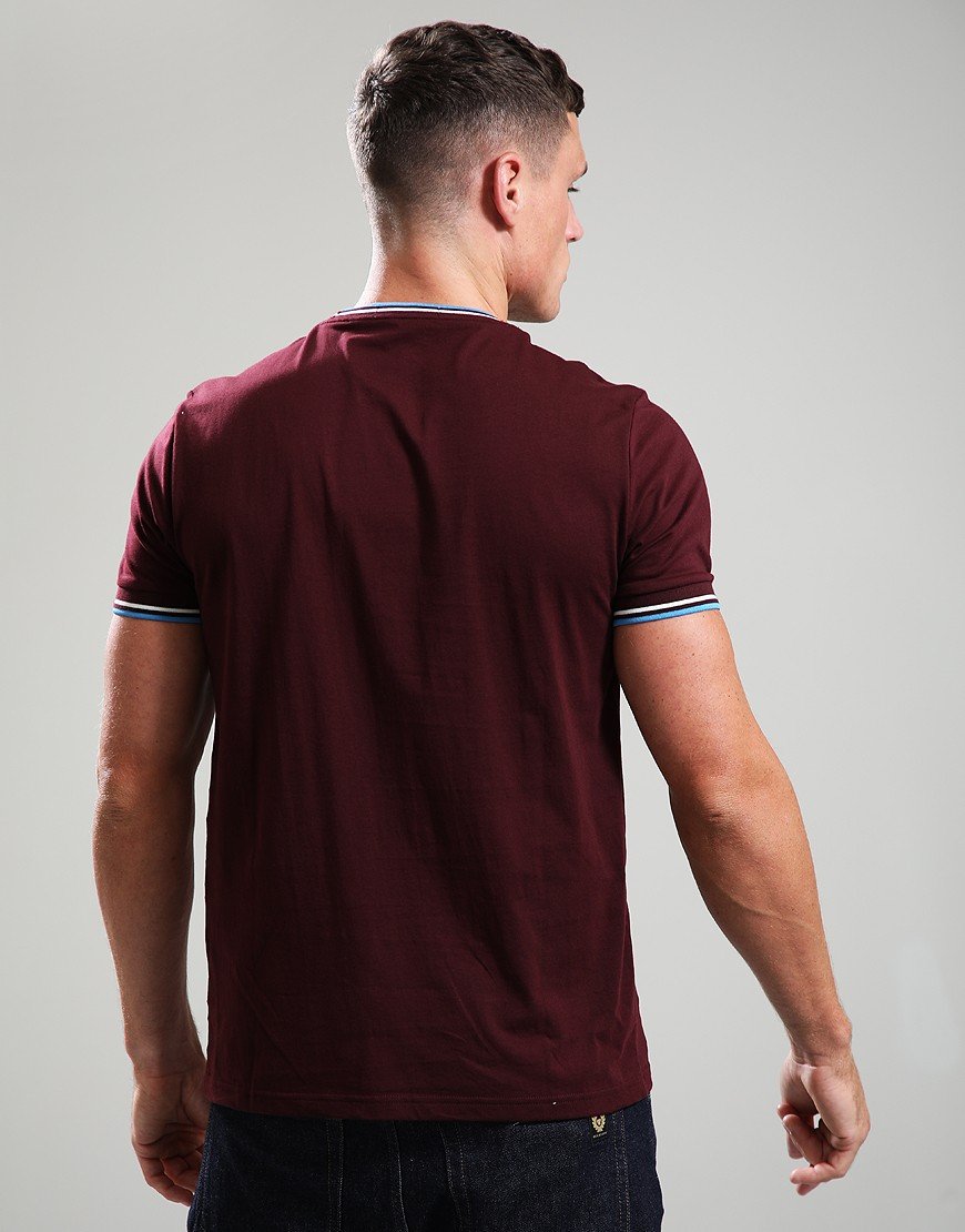 Fred Perry Twin Tipped T-Shirt Oxblood/Ecru/Blue