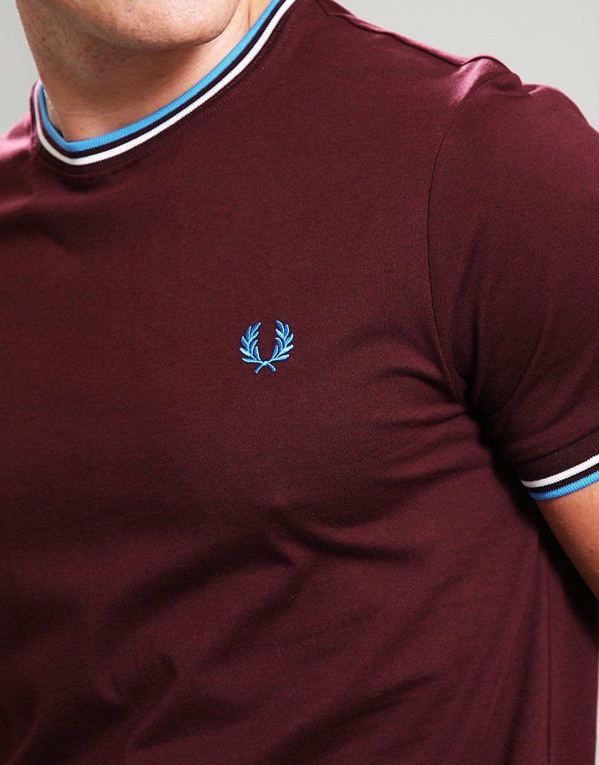 Fred Perry Twin Tipped T-Shirt Oxblood/Ecru/Blue