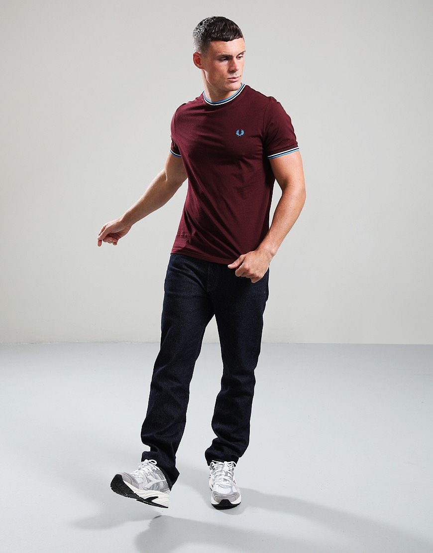 Fred Perry Twin Tipped T-Shirt Oxblood/Ecru/Blue