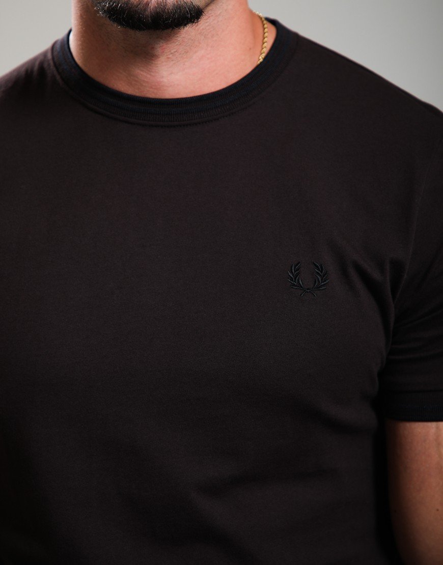 Fred Perry Twin Tipped T-Shirt Rich Brown/Black