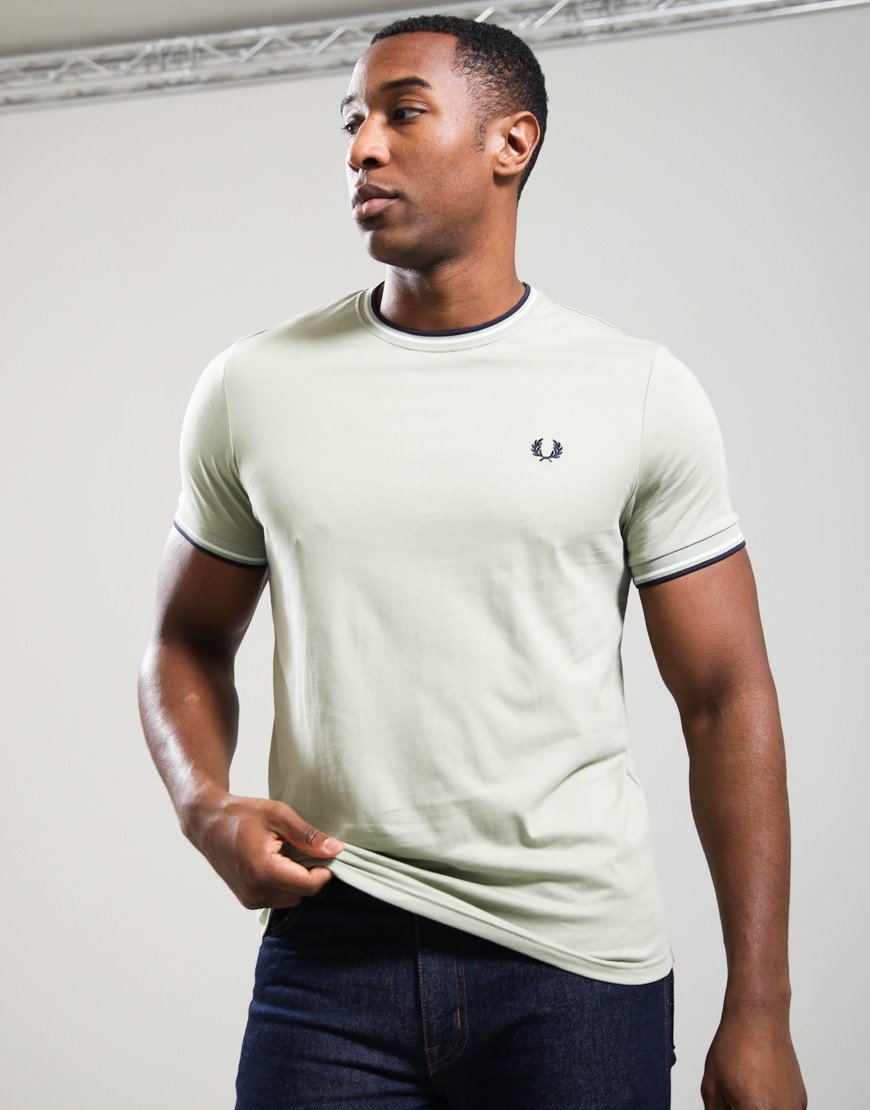 Fred Perry Twin Tipped T-Shirt Seagrass/Ecru/Dark Airforce