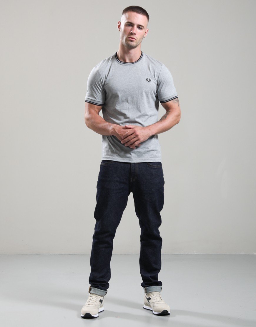 Fred Perry Twin Tipped T-Shirt Steel Marl/Dark Airforce/Black