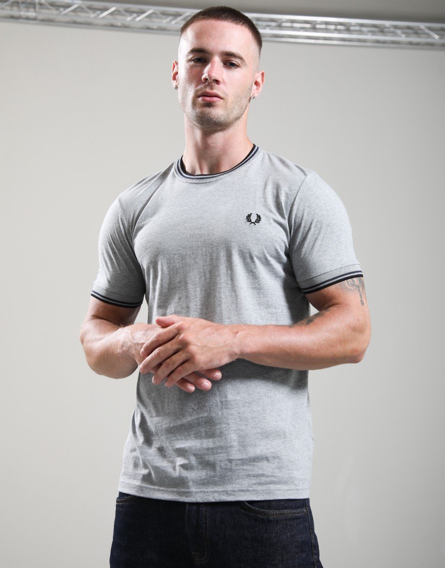 Fred Perry Twin Tipped T-Shirt Steel Marl/Dark Airforce/Black