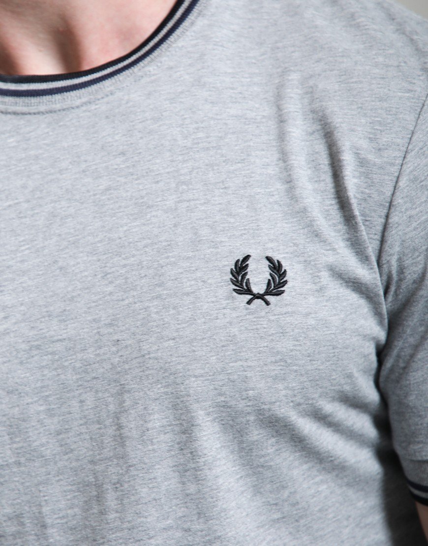 Fred Perry Twin Tipped T-Shirt Steel Marl/Dark Airforce/Black