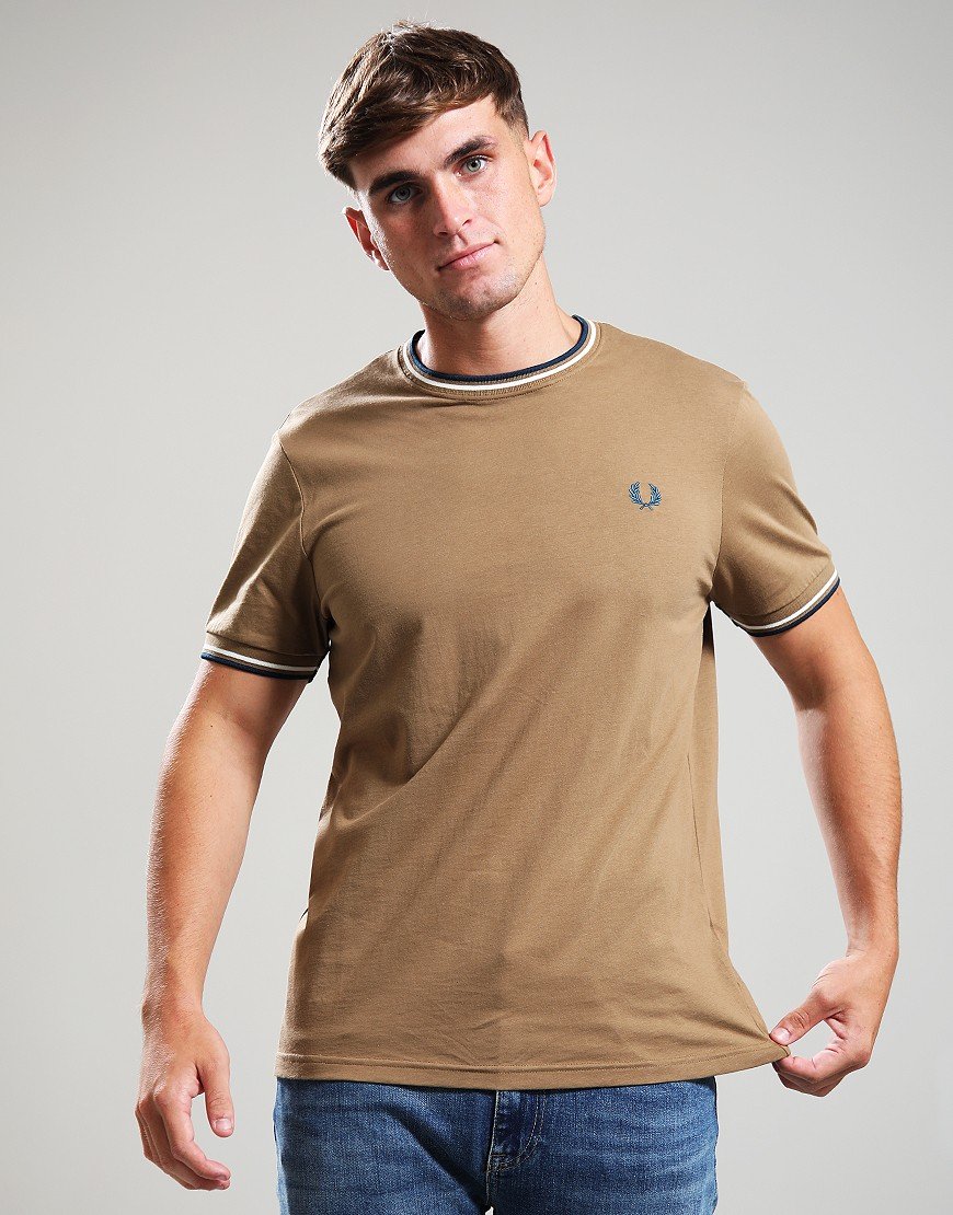 Fred Perry Twin Tipped T-Shirt Stone/Ecru/Dark Petrol