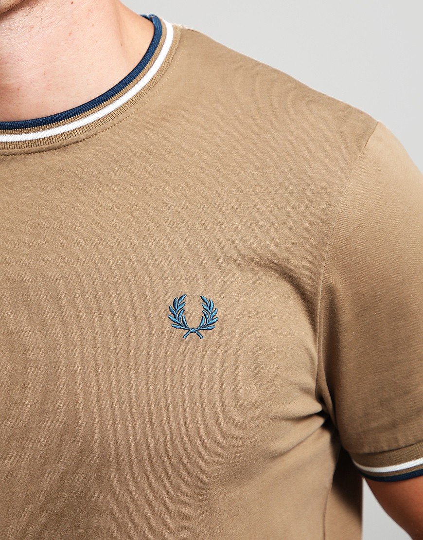 Fred Perry Twin Tipped T-Shirt Stone/Ecru/Dark Petrol