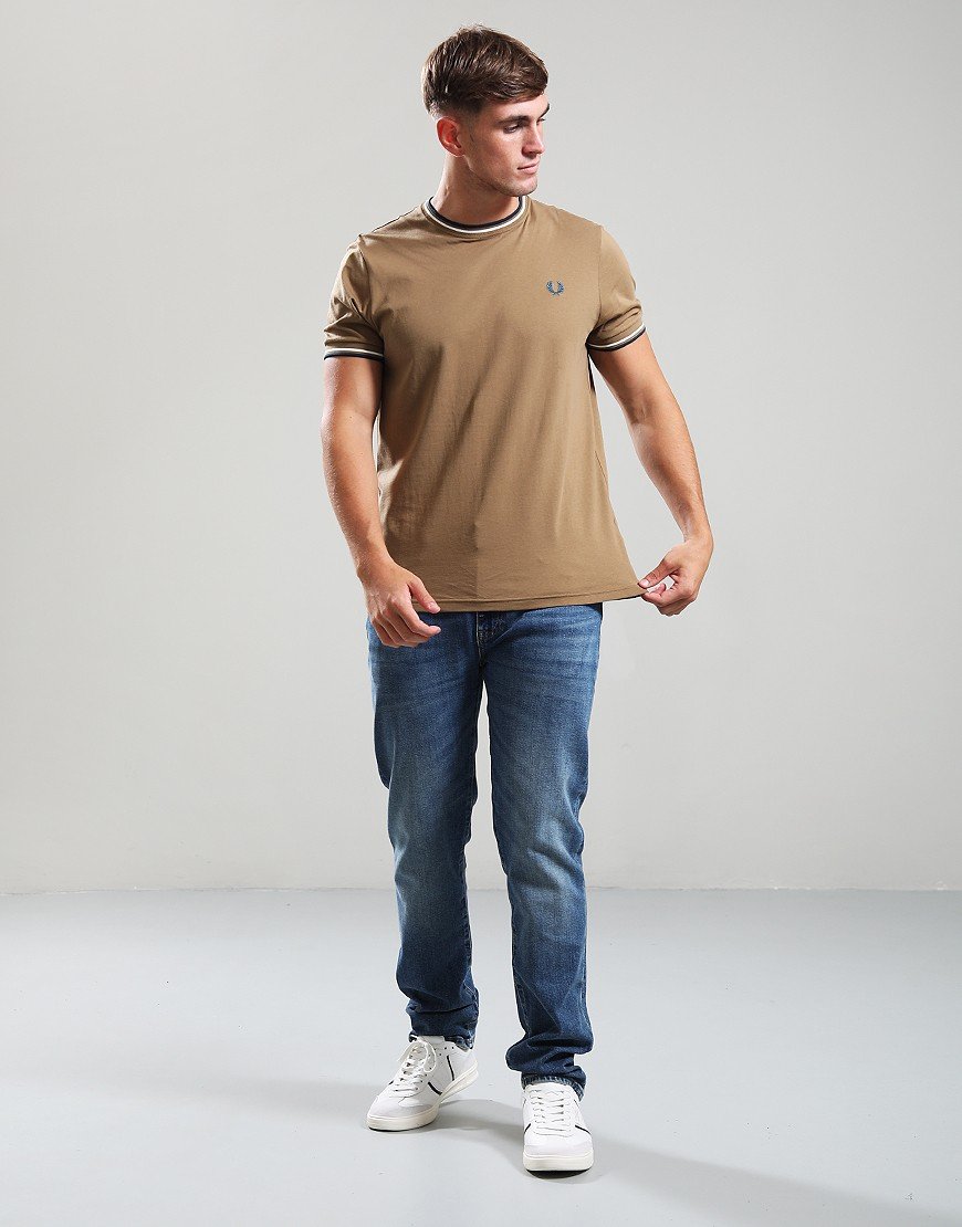 Fred Perry Twin Tipped T-Shirt Stone/Ecru/Dark Petrol