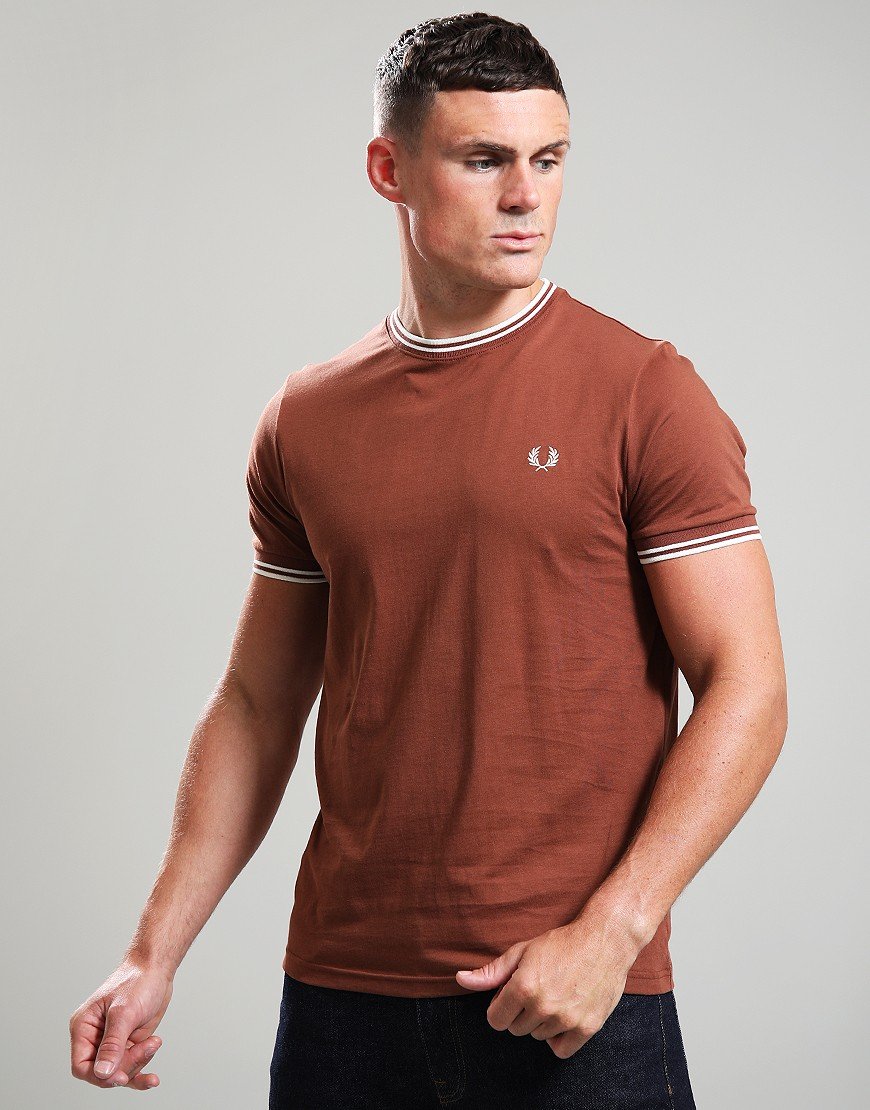 Fred Perry Twin Tipped T-Shirt Whisky Brown/Ecru