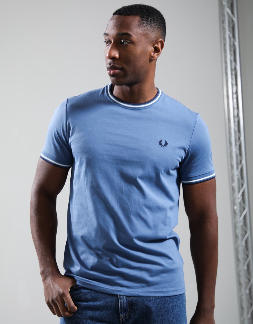 Fred Perry Twin Tipped T-Shirt Ace Blue/Snow White/Tennis Blue