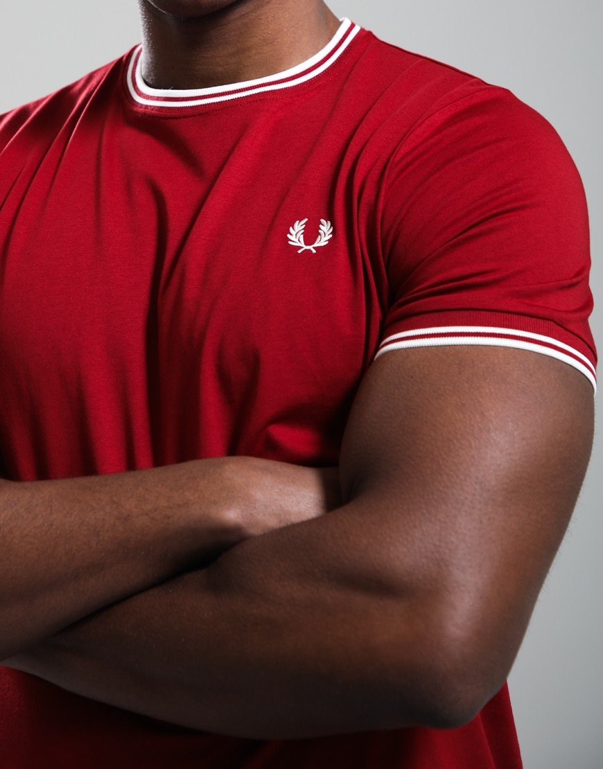 Fred Perry Twin Tipped T-Shirt Burnt Red/Snow White