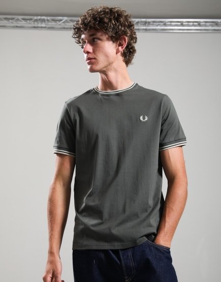 Fred Perry Twin Tipped T-Shirt Field Green/Oatmeal