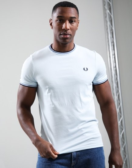 Fred Perry Twin Tipped T-Shirt Light Ice/Ace Blue/Navy