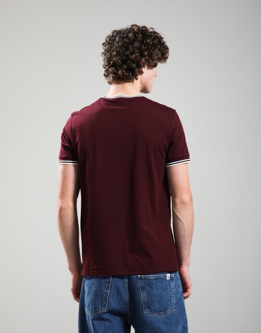 Fred Perry Twin Tipped T-Shirt Oxblood/Ecru