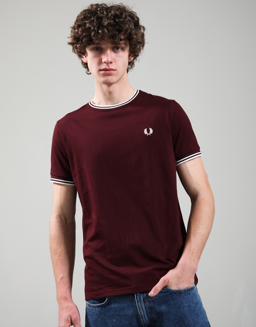 Fred Perry Twin Tipped T-Shirt Oxblood/Ecru