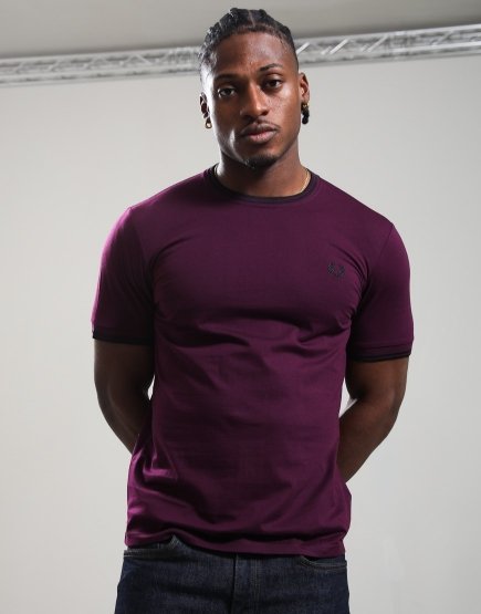 Fred Perry Twin Tipped T-Shirt Plum/Black