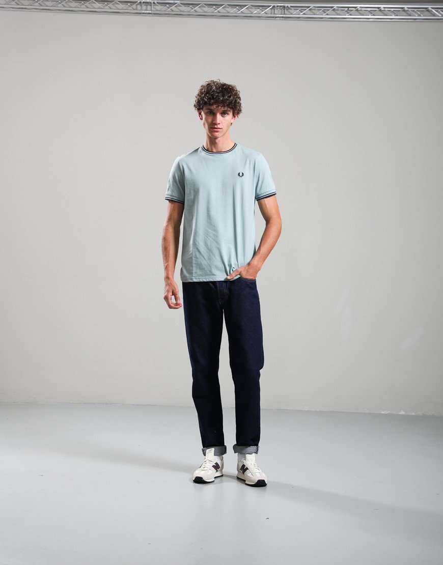 Fred Perry Twin Tipped T-Shirt Silver Blue/Dark Airforce