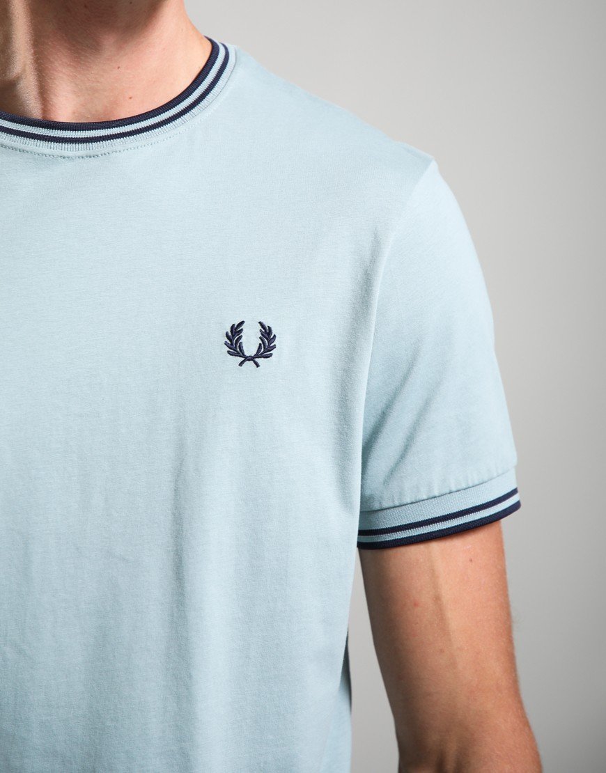 Fred Perry Twin Tipped T-Shirt Silver Blue/Dark Airforce