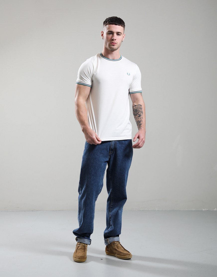 Fred Perry Twin Tipped T-Shirt Snow White/Deep Mint/Soho Eclipse