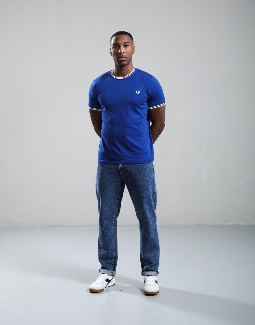 Fred Perry Twin Tipped T-Shirt Soho Blue/Snow White